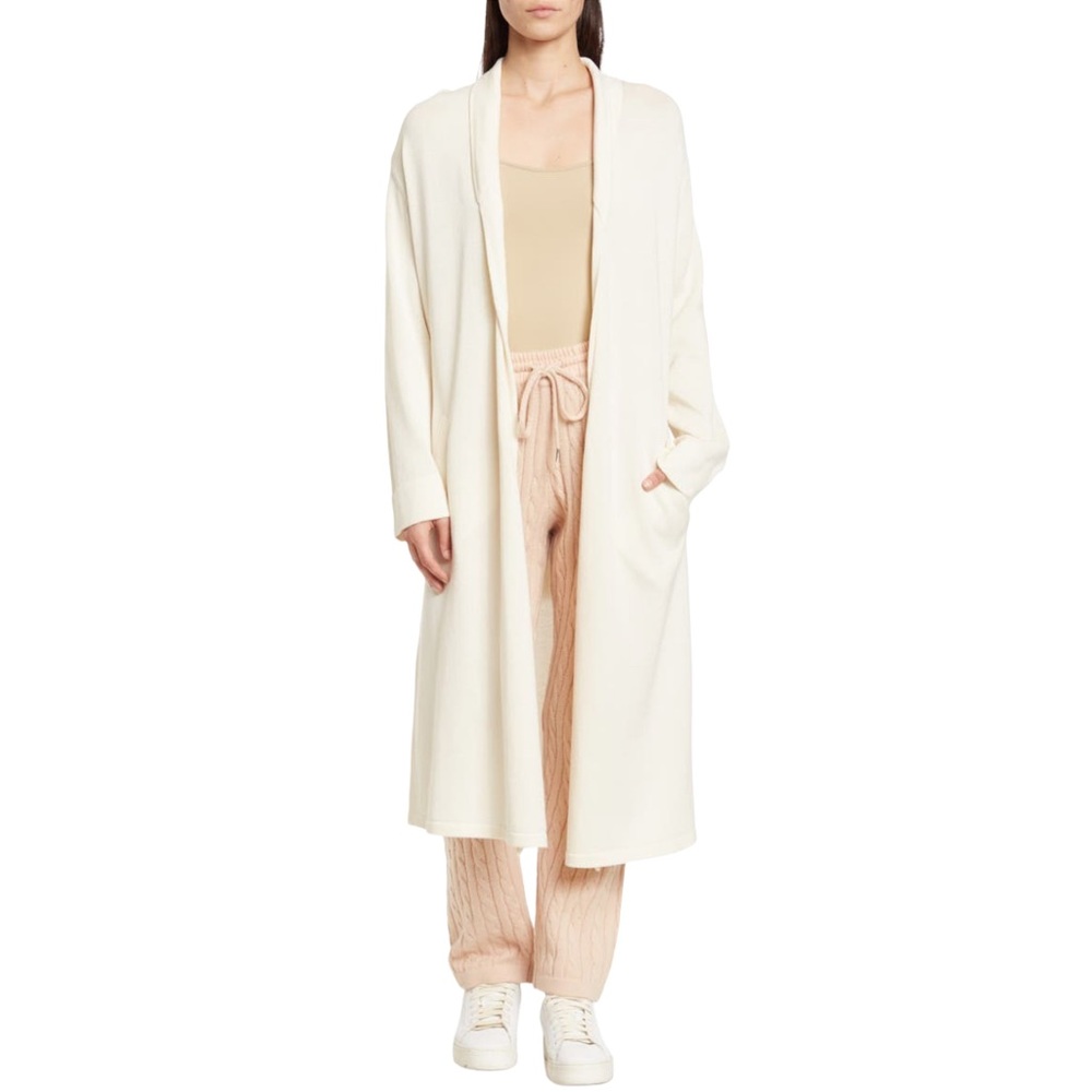 Grey/Ven Kelly Long Sweater Open Front Duster Cardigan in Natural (L)